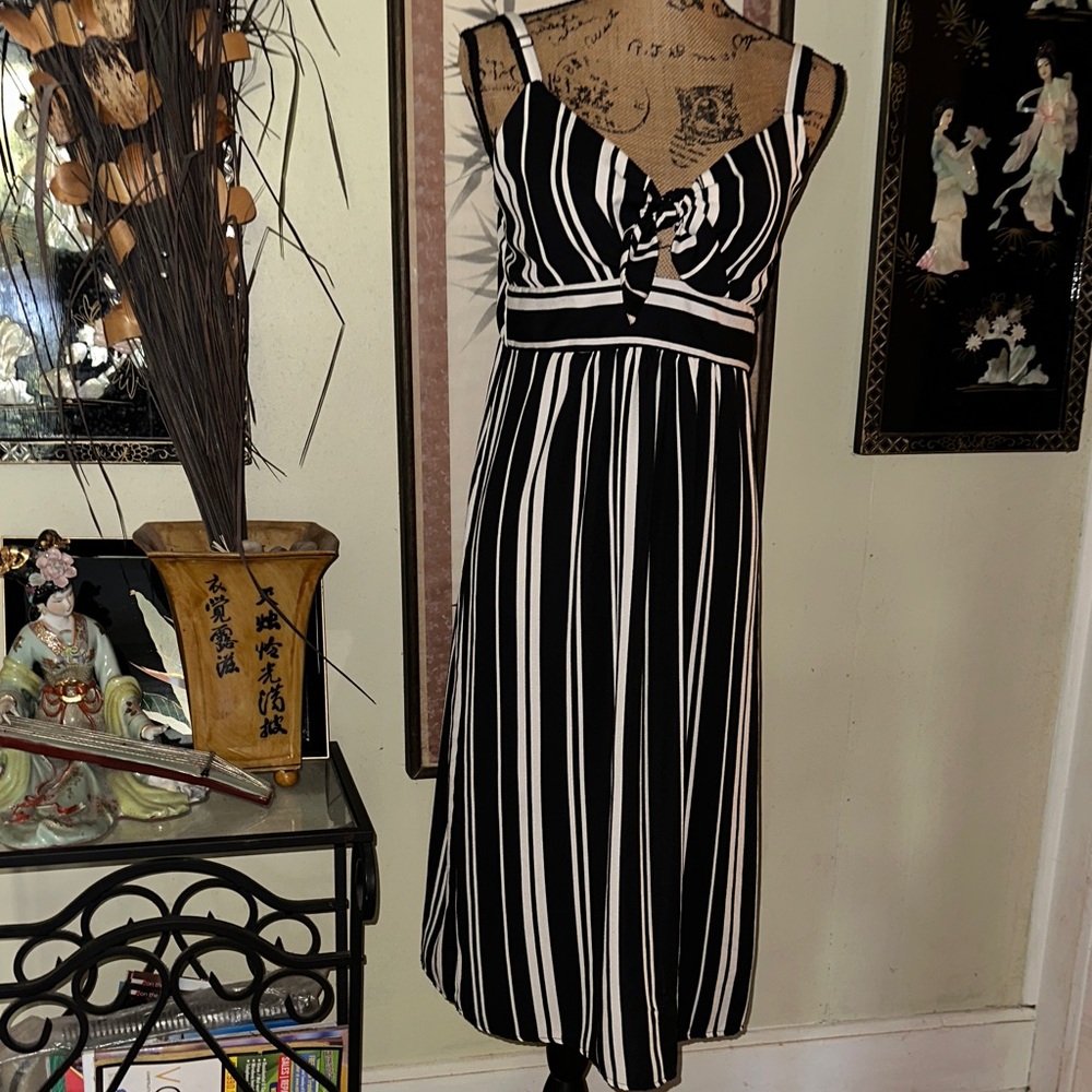 Xhilaration Black and White Striped Dress